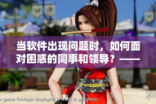當(dāng)軟件出現(xiàn)問題時，如何面對困惑的同事和領(lǐng)導(dǎo)？——解決方案