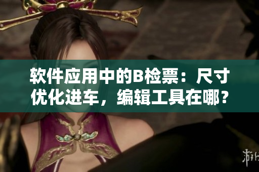 軟件應用中的B檢票：尺寸優(yōu)化進車，編輯工具在哪？