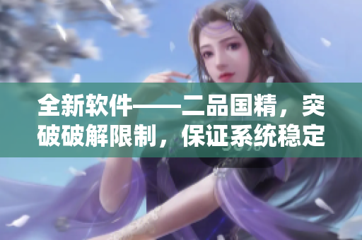 全新軟件——二品國精，突破破解限制，保證系統(tǒng)穩(wěn)定性！