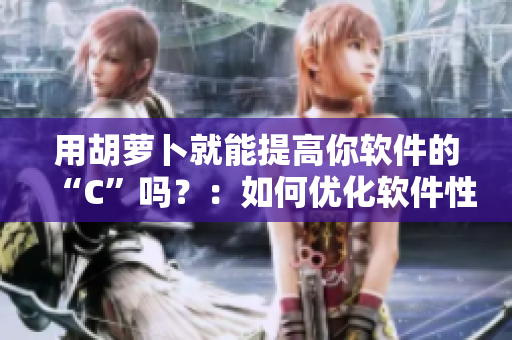 用胡蘿卜就能提高你軟件的“C”嗎？：如何優(yōu)化軟件性能