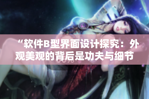 “軟件B型界面設(shè)計(jì)探究：外觀美觀的背后是功夫與細(xì)節(jié)”